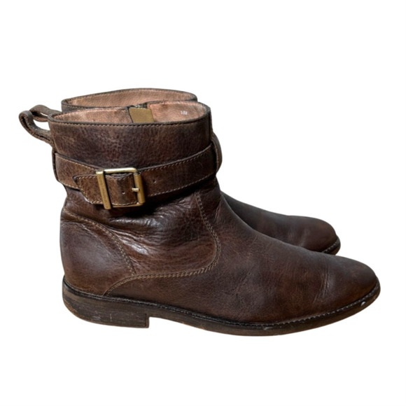Clarks Men's 9.5 Distressed Leather High Chelsea Riding Boots Side Zip Brown - Picture 1 of 6